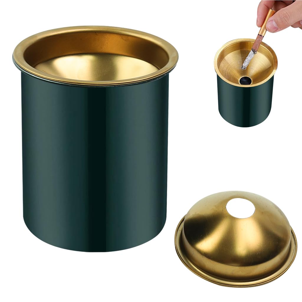 HASTHIP Car Ash Tray Stainless Steel Ashtray, Green Windproof Ashtray with Funnel Lid, Car Ash Tray Table Ash Tray for Home Office, 3.9 x3.9 x3.9 inches (Green) HASTHIP Car Ash Tray Stainless Steel Ashtray, Green Windproof Ashtray with Funnel Lid, Car Ash Tray Table Ash Tray for Home Office, 3.9 x3.9 x3.9 inches (Green)
